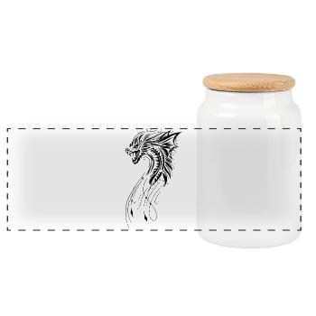 Drache Fantasy Feuerdrache - Panorama Keksdose mit Holzdeckel - Weiß - Vorne
