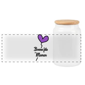 MOM. MOTHER'S DAY. HAPPY MOTHER'S DAY - Panoramic Cookie Jar with Wooden Lid - white - Front