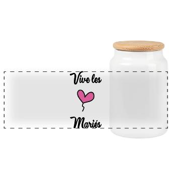 LONG LIVE THE BRIDE AND GROOM - Panoramic Cookie Jar with Wooden Lid - white - Front