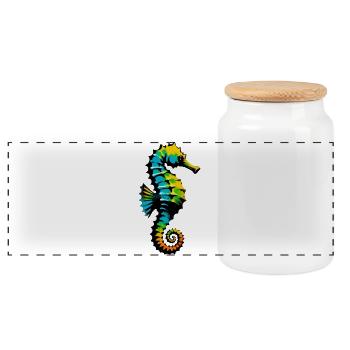 Hippocampe - Boîte à biscuits avec couvercle en bois - blanc - Devant