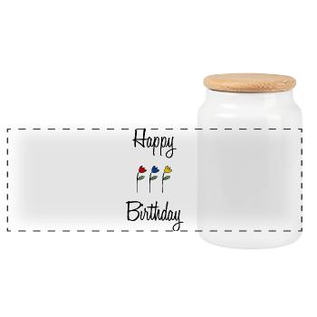 ALLES GUTE ZUM GEBURTSTAG. ALLES GUTE ZUM GEBURTSTAG. JAHRESTAG. - Panorama Keksdose mit Holzdeckel - Weiß - Vorne