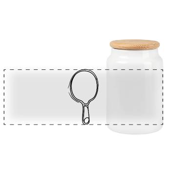 Croquis de raquette de tennis de table - Boîte à biscuits avec couvercle en bois - blanc - Devant