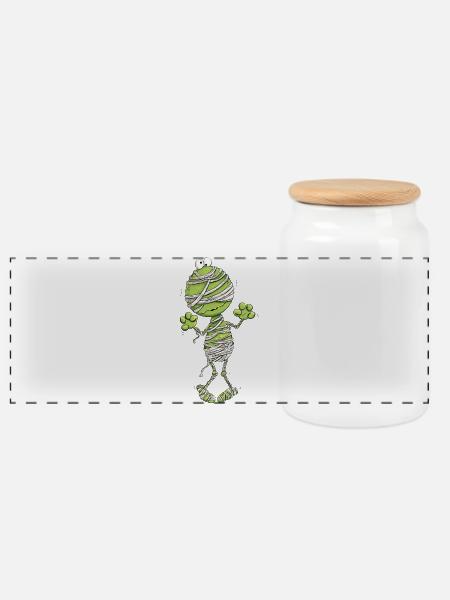 Frosch Mumie Halloween - Panorama Keksdose mit Holzdeckel - Weiß