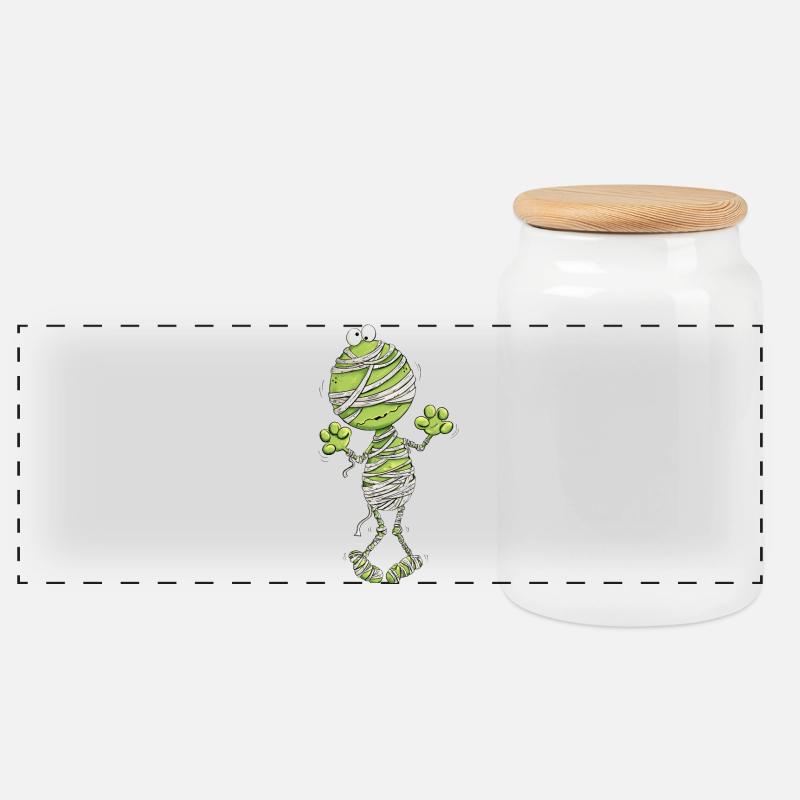 Frosch Mumie Halloween - Panorama Keksdose mit Holzdeckel - Weiß
