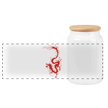 Dragon de fumée rouge - Boîte à biscuits avec couvercle en bois - blanc - Devant