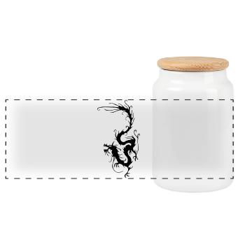 Dragon de fumée noire - Boîte à biscuits avec couvercle en bois - blanc - Devant