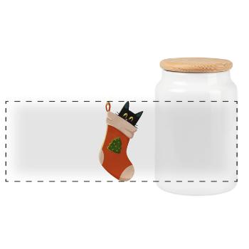 Cat in boots - Panoramic Cookie Jar with Wooden Lid - white - Front