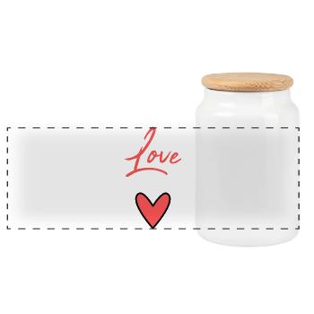 LIEBE. HERZ. PAPA. MAMA. Junggesellinnenabschied. BEBE. KIND. HERZ - Panorama Keksdose mit Holzdeckel - Weiß - Vorne