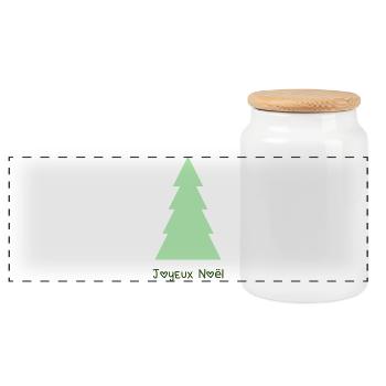 SAPIN. NOËL. MERRY CHRISTMAS. BONNE ANNEE - Boîte à biscuits avec couvercle en bois - blanc - Devant