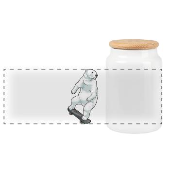 Polar Bear Skater Planche à roulettes - Boîte à biscuits avec couvercle en bois - blanc - Devant