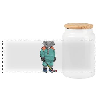 Elefant Eishockey Eishockeyschläger - Panorama Keksdose mit Holzdeckel - Weiß - Vorne