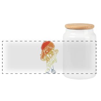Petit Saxophoniste Bande Dessinée - Boîte à biscuits avec couvercle en bois - blanc - Devant