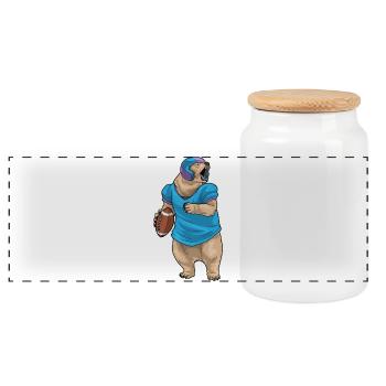 Bear American Football Sports - Panoramic Cookie Jar with Wooden Lid - white - Front