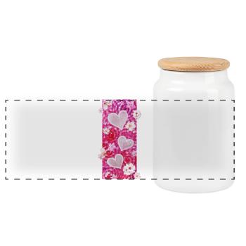 Almond Blossom Hearts - Sonja Ariel von Staden - Panoramic Cookie Jar with Wooden Lid - white - Front
