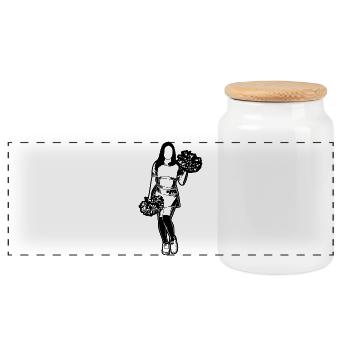 Cheerleader - Panoramic Cookie Jar with Wooden Lid - white - Front