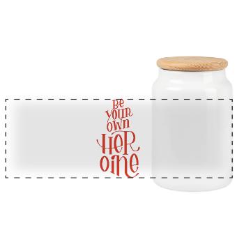 Be your own Heroine - Lettering - Panorama Keksdose mit Holzdeckel - Weiß - Vorne