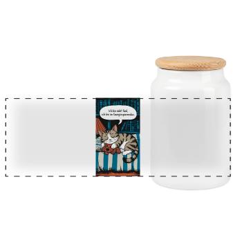 Cat en mode économie d’énergie - Boîte à biscuits avec couvercle en bois - blanc - Devant