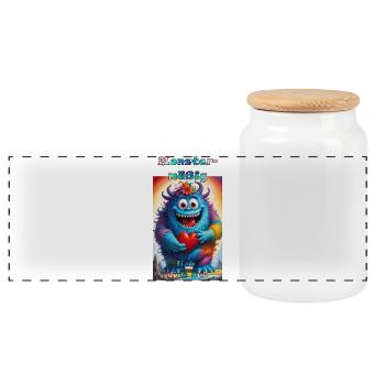 Monstre, je t’aime, j’ai la personne préférée, l’amour - Boîte à biscuits avec couvercle en bois - blanc - Devant
