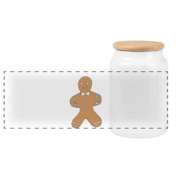 Pain d’épice bonhomme Noël Design - Boîte à biscuits avec couvercle en bois - blanc - Devant