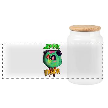 Zombie Panda - Panoramic Cookie Jar with Wooden Lid - white - Front
