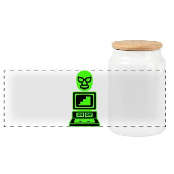 Computer Cult - Panoramic Cookie Jar with Wooden Lid - white - Front