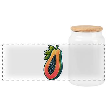 Papaye Sanguine Illustration Vibrante - Boîte à biscuits avec couvercle en bois - blanc - Devant