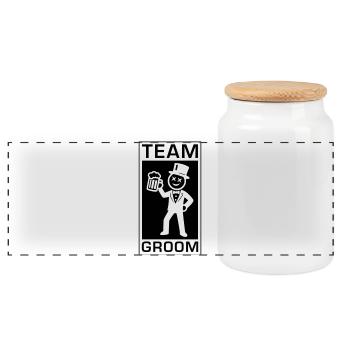 Team Groom Bräutigam - Panorama Keksdose mit Holzdeckel - Weiß - Vorne