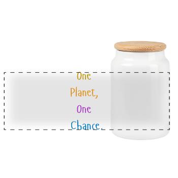 one_planet_one_chance - Boîte à biscuits avec couvercle en bois - blanc - Devant