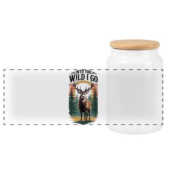 Hiking - Into the Wild I Go - Panoramic Cookie Jar with Wooden Lid - white - Front