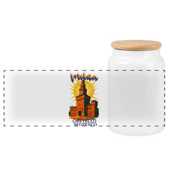 Castello Sforzesco Mailand Retro Vintage Shirt - Panorama Keksdose mit Holzdeckel - Weiß - Vorne