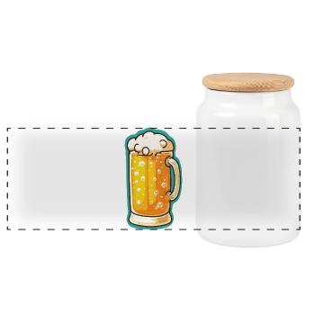 Beer Glass Beer Mug Icon - Panoramic Cookie Jar with Wooden Lid - white - Front