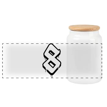 Abstract graffiti number design - Panoramic Cookie Jar with Wooden Lid - white - Front