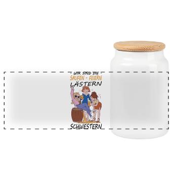 Beste Freundin Geschenk Mädelsabend Party JGA - Panorama Keksdose mit Holzdeckel - Weiß - Vorne