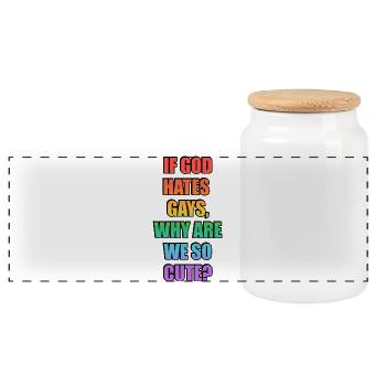 Lustiger Gay-Pride-Slogan - Panorama Keksdose mit Holzdeckel - Weiß - Vorne