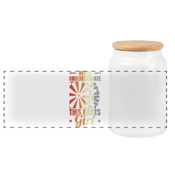 Kickboxeur drôle - Boîte à biscuits avec couvercle en bois - blanc - Devant
