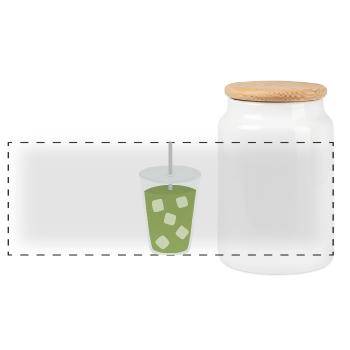 Eisgekühltes Matcha Latte Getränk - Panorama Keksdose mit Holzdeckel - Weiß - Vorne