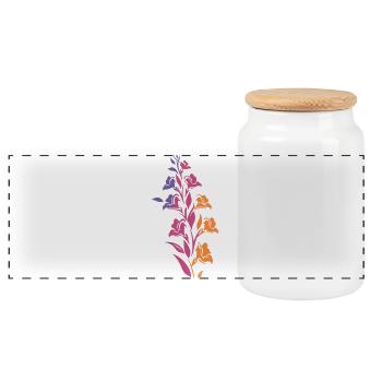 Branche florale colorée - Boîte à biscuits avec couvercle en bois - blanc - Devant