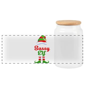 Elfe Elf Cadeau de Noël Douleur dans le cou - Boîte à biscuits avec couvercle en bois - blanc - Devant