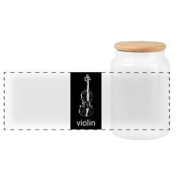 Schwarze Violine Silhouette - Panorama Keksdose mit Holzdeckel - Weiß - Vorne