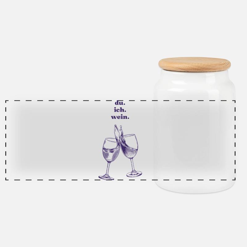 vous. Je. vin. - Boîte à biscuits avec couvercle en bois - blanc
