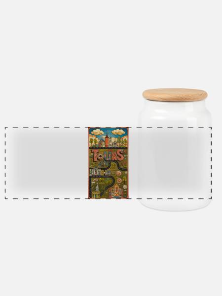 Skurrile Touren Stadt Frankreich Vintage Kunst - Panorama Keksdose mit Holzdeckel - Weiß