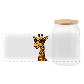 Giraffe with sunglasses - Panoramic Cookie Jar with Wooden Lid - white - Front