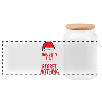 Sur la liste des vilains et ne regrette rien XMas Spruch - Boîte à biscuits avec couvercle en bois - blanc - Devant