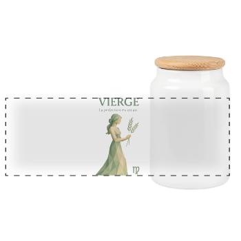 Virgo Star Sign - Astrology - Panoramic Cookie Jar with Wooden Lid - white - Front