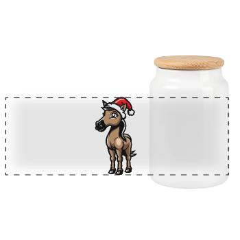 Pferd Weihnachten - Panorama Keksdose mit Holzdeckel - Weiß - Vorne