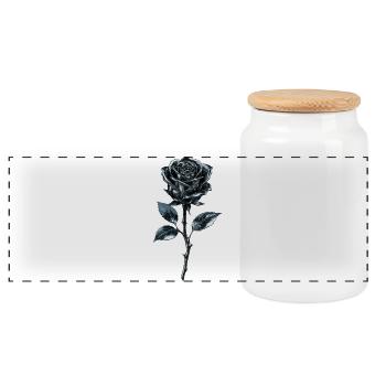 Metallic Blue Rose - Panoramic Cookie Jar with Wooden Lid - white - Front