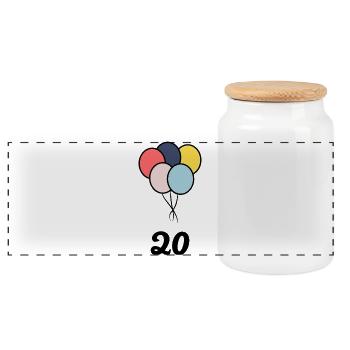 20. 20e ANNIVERSAIRE. ANNIVERSAIRE 20 ANS. 20 ANS. - Boîte à biscuits avec couvercle en bois - blanc - Devant