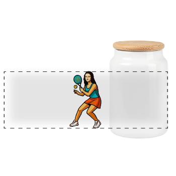 Mona Lisa (La Joconde) Padel - Panorama Keksdose mit Holzdeckel - Weiß - Vorne