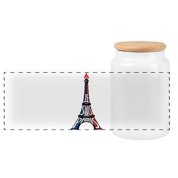 Paris Eiffel Tower - Panoramic Cookie Jar with Wooden Lid - white - Front