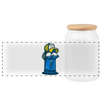 Aerosol can with graffiti face - Panoramic Cookie Jar with Wooden Lid - white - Front